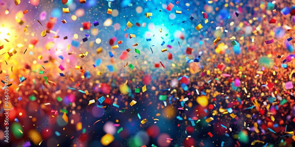 Confetti Rain Over a Blurred Crowd, Party, Celebration, Festivity, Festive Confetti Rain Over a Blurred Crowd, Party, Celebration, Festivity, Festive