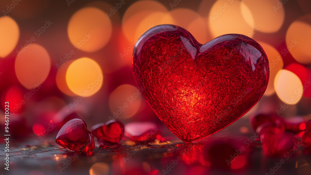 Big Red Heart with Beautiful Bokeh in the Background for a Romantic Scene Big Red Heart with Beautiful Bokeh in the Background for a Romantic Scene