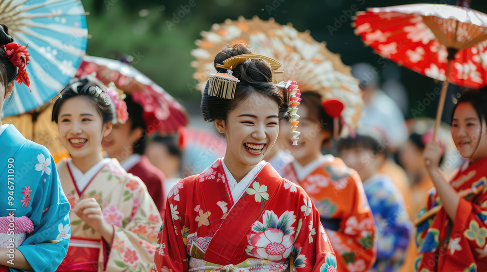 the japanese woman in kimono traditional dress culture is dancing in the festival in kyoto the japanese woman in kimono traditional dress culture is dancing in the festival in kyoto