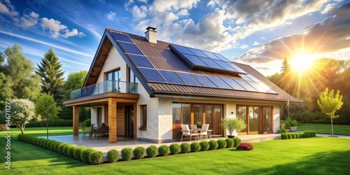 Modern Home with Solar Pane...