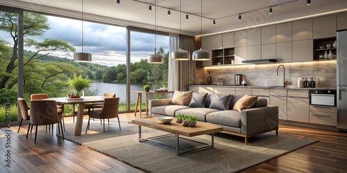 Modern Kitchen and Living R...
