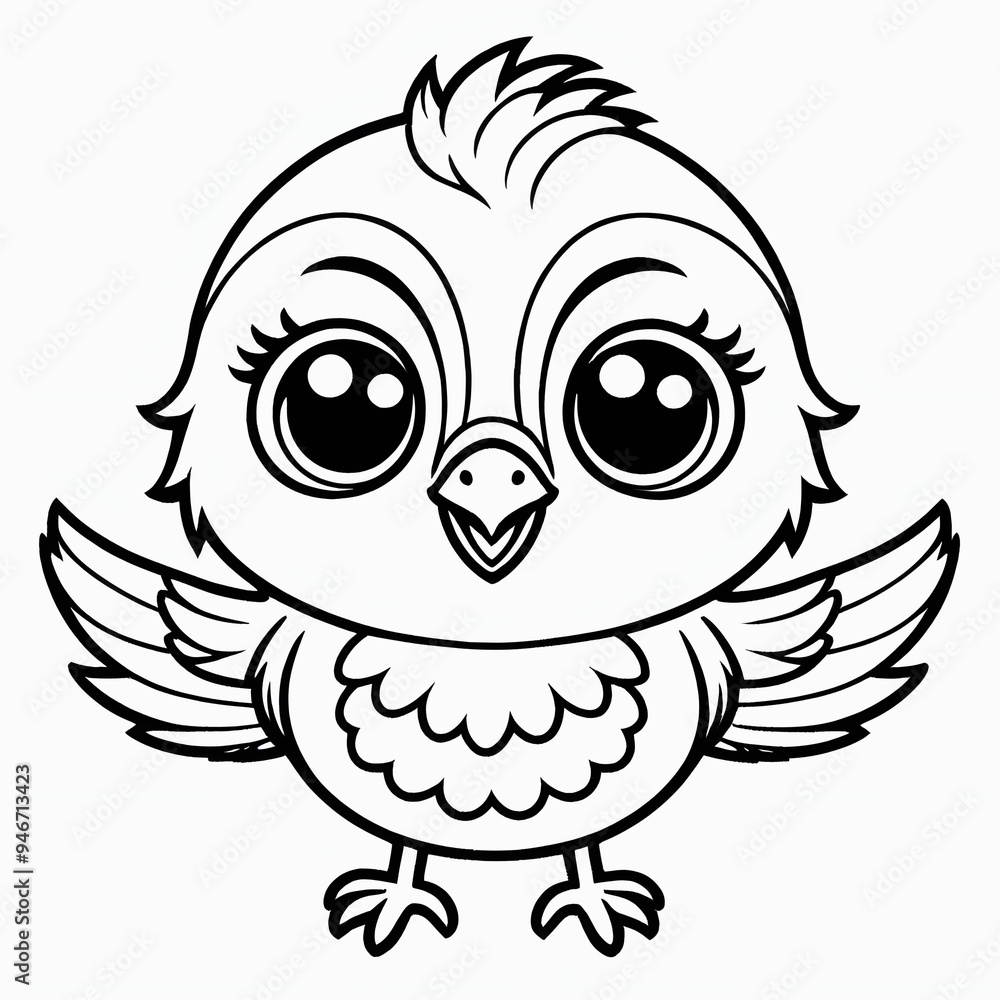 Obraz premium a small bird with large eyes and large, curly hair