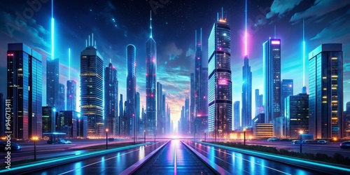 Neon Cityscape A Digital Pe...