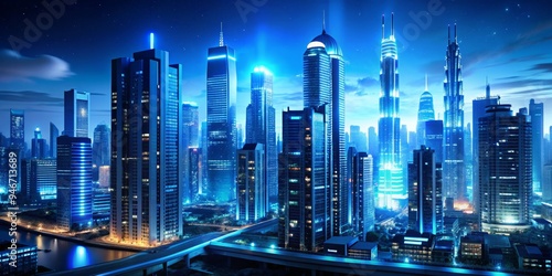 Nighttime Cityscape with Fu...