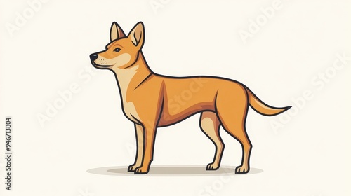 A stylized illustration of a dog in profile view, showcasing its features and posture.