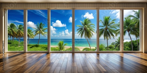 Palm Trees Through Window, ...