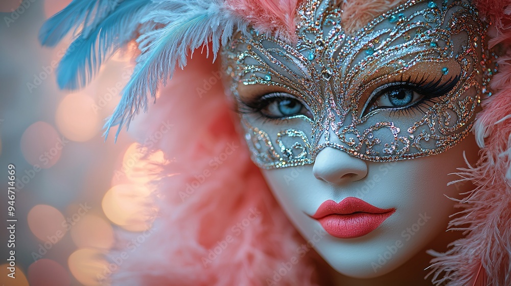 A beautifully decorated mask designed for a dance performance, with intricate patterns and vibrant colors A beautifully decorated mask designed for a dance performance, with intricate patterns and vibrant colors