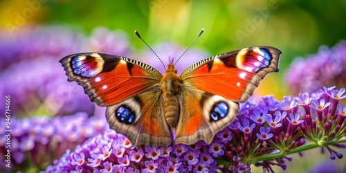 Peacock Butterfly on Purple...