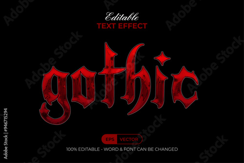 Gothic Text Effect Red Blood Shiny Style. Editable Text Effect.