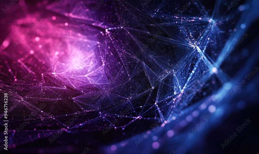Abstract digital background with blue and purple colors, a complex mesh of lines and dots creating an abstract pattern a dark gradient background with light rays piercing through network Generative AI Abstract digital background with blue and purple colors, a complex mesh of lines and dots creating an abstract pattern a dark gradient background with light rays piercing through network Generative AI