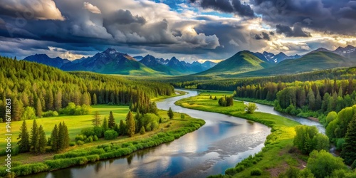 Serene River Winding Throug...