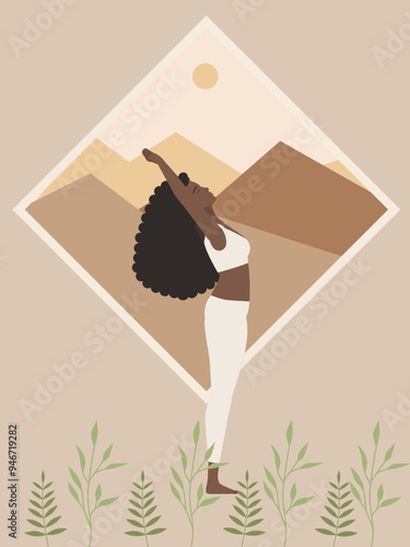 Poster of a brown woman doing yoga 
