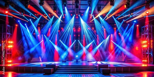 Stage Setup with Red and Bl...