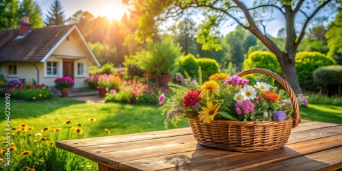 Summer Blooms in a Wicker B...