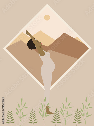 Poster of a pregnant brown woman doing yoga 