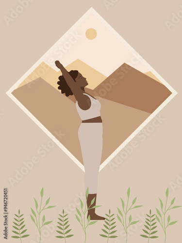 Poster of a body positive brown woman doing yoga 