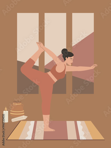 Poster of a body positive white woman doing yoga 