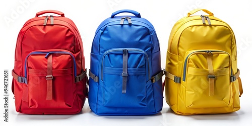Three Backpacks in Red, Blu...