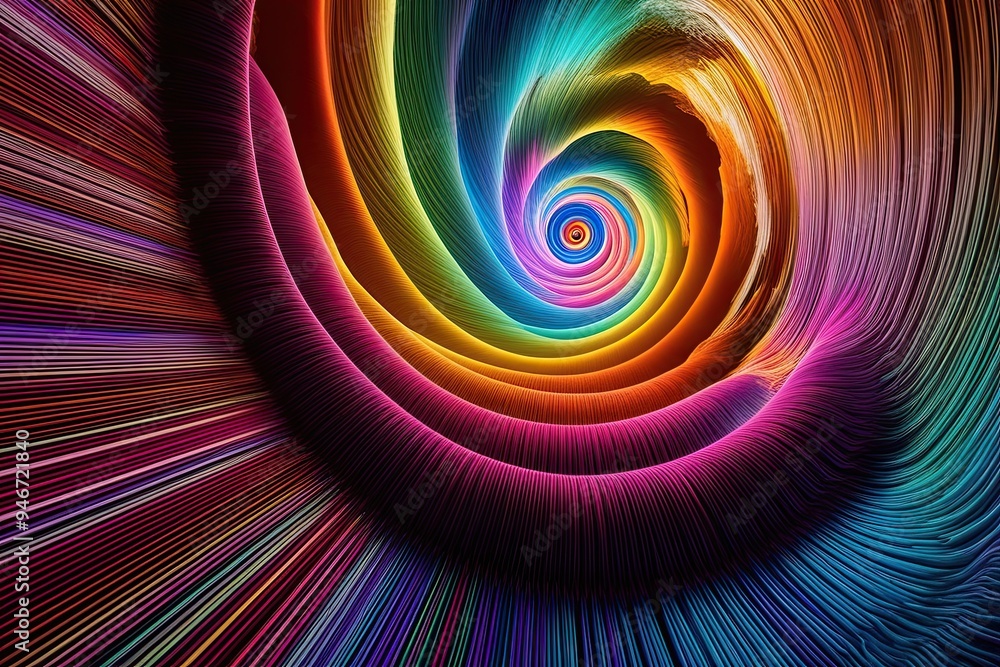 Fototapeta premium Stunning 3D Visualization of Colorful Spiraled Layers