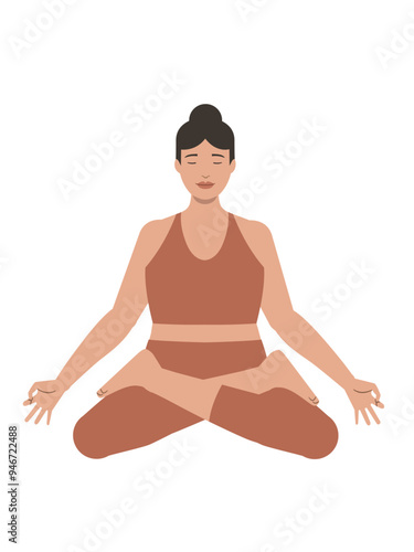 Illustration of a white body positive woman doing a yoga pose
