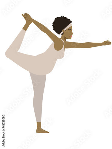 Illustration of a brown pregnant woman doing a yoga pose