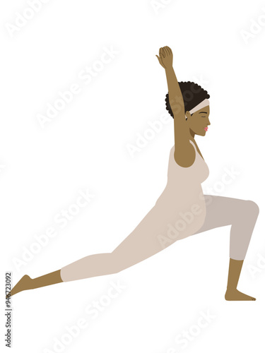 Illustration of a brown pregnant woman doing a yoga pose