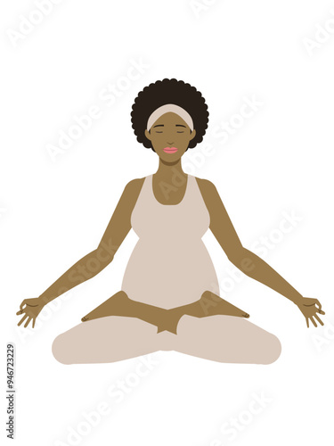 Illustration of a brown pregnant woman doing a yoga pose