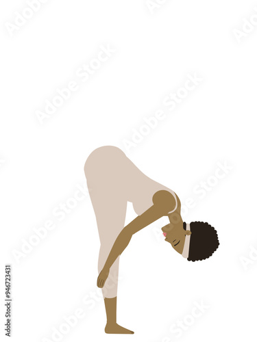 Illustration of a brown pregnant woman doing a yoga pose