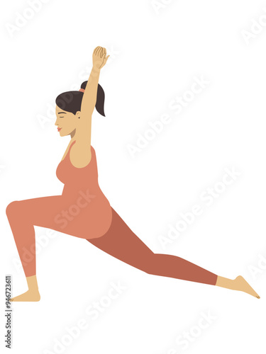 Illustration of a white pregnant woman doing a yoga pose