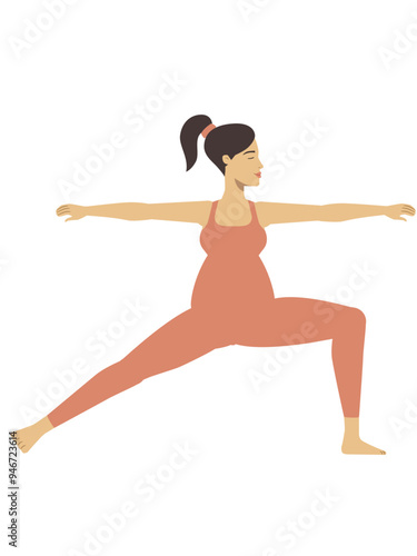 Illustration of a white pregnant woman doing a yoga pose