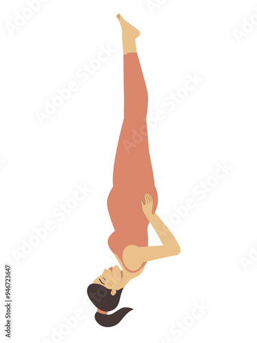 Illustration of a white pregnant woman doing a yoga pose