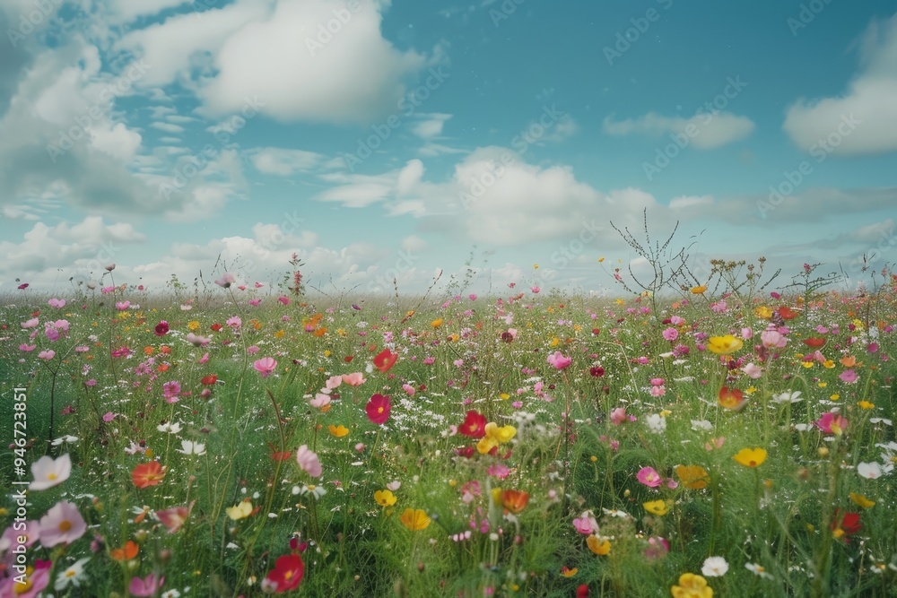 A field of wildflowers stretching to the horizon A field of wildflowers stretching to the horizon