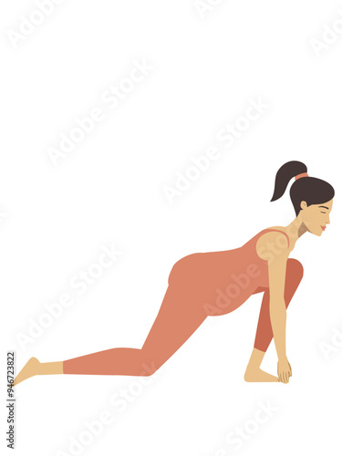 Illustration of a white pregnant woman doing a yoga pose