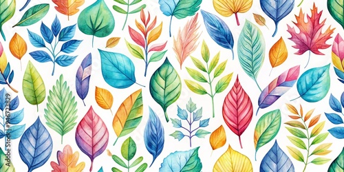 Watercolor Leaf Pattern A C...