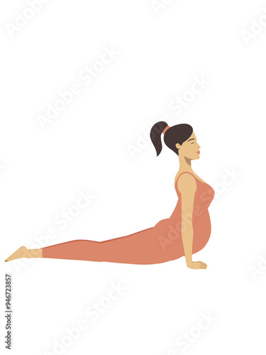 Illustration of a white pregnant woman doing a yoga pose