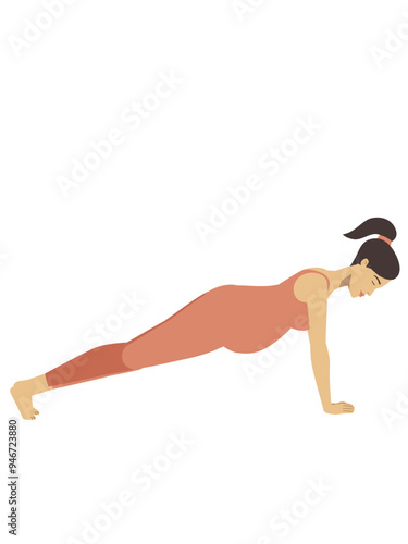 Illustration of a white pregnant woman doing a yoga pose
