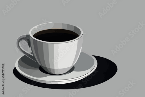 Black and white Flat design coffee cup silhouette