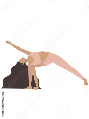 Illustration of a white woman doing a yoga pose