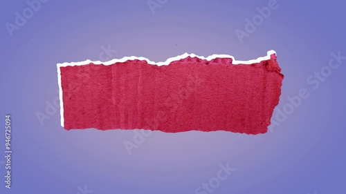 Wallpaper Mural Red cardboard paper cutout on purple background. Copy space for text and designed with luma matte. Realistic template featuring rolled torn paper. 3d rendering Torontodigital.ca