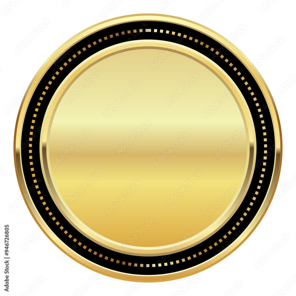 Gold Badge Insignia Empty Realistic Label Gold Badge Insignia Empty Realistic Label