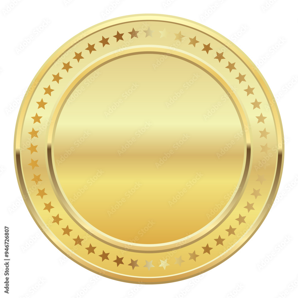 Gold Badge Insignia Empty Realistic Label Gold Badge Insignia Empty Realistic Label