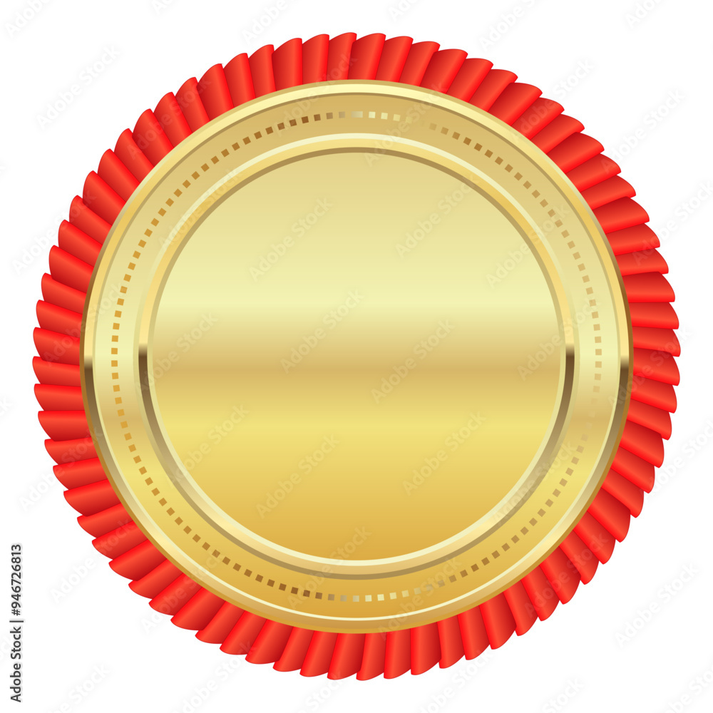 Gold Badge Insignia Empty Realistic Label Gold Badge Insignia Empty Realistic Label