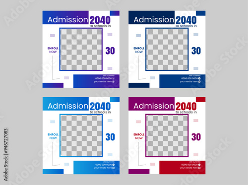 School Admission social media post, promotional discount Back to school