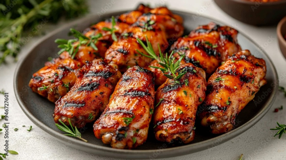 Delicious Grilled Chicken Wings on a Plate Generative AI Delicious Grilled Chicken Wings on a Plate Generative AI