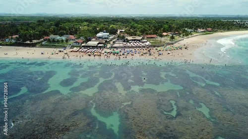 Ocean View At Port Of Chickens Beach Pernambuco Brazil. Maritime Port Of Chickens Beach Pernambuco. Paradise Landscape Leisure Beauty. Paradise Seaside Leisure Watercolor Coast. Porto de Galinhas. photo