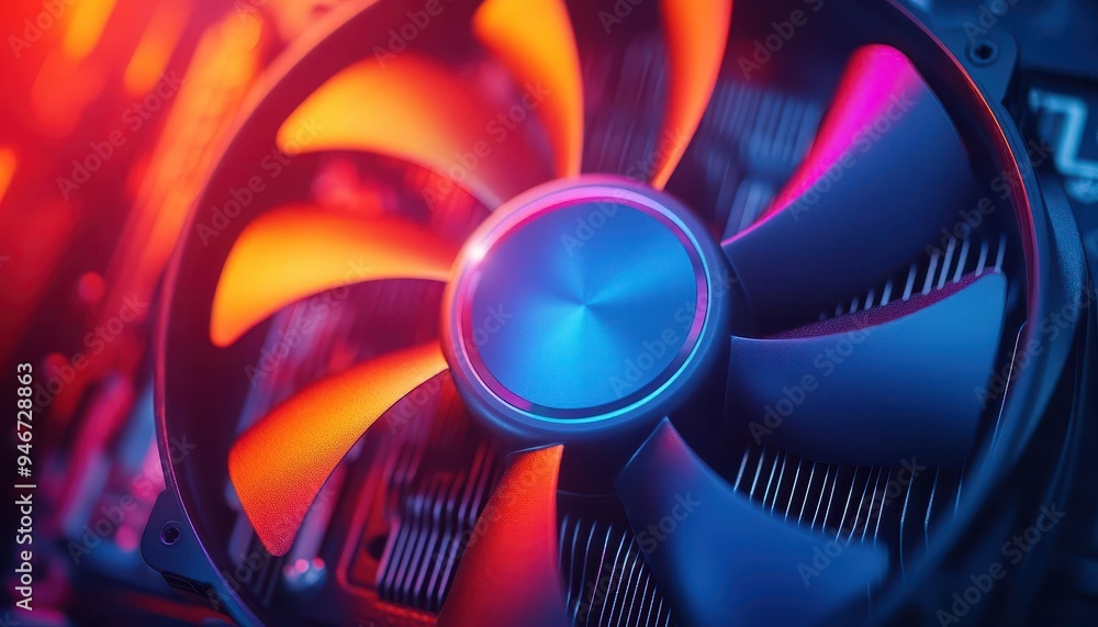 Computer Rgb Fans Texture Computer cooling fan in a high-performance PC, with RGB lighting Stock ...