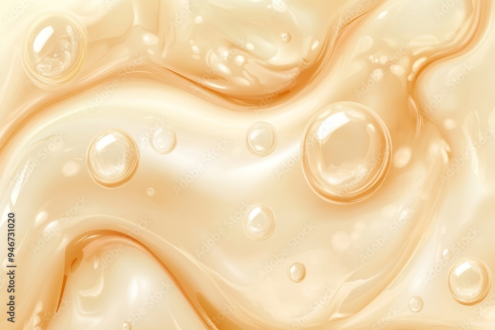 On a beige background, pure transparent cosmetic gel is viewed from the top On a beige background, pure transparent cosmetic gel is viewed from the top