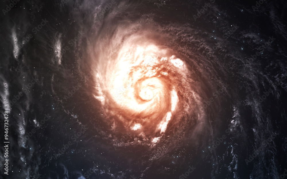 3D illustration of spiral galaxy in deep space. High quality digital space sci-fi art in 5K - realistic visualization