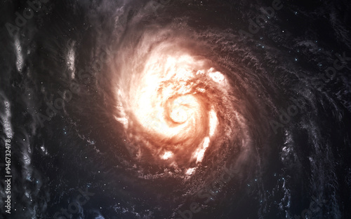 Obraz na płótnie 3D illustration of spiral galaxy in deep space. High quality digital space sci-fi art in 5K - realistic visualization w salonie