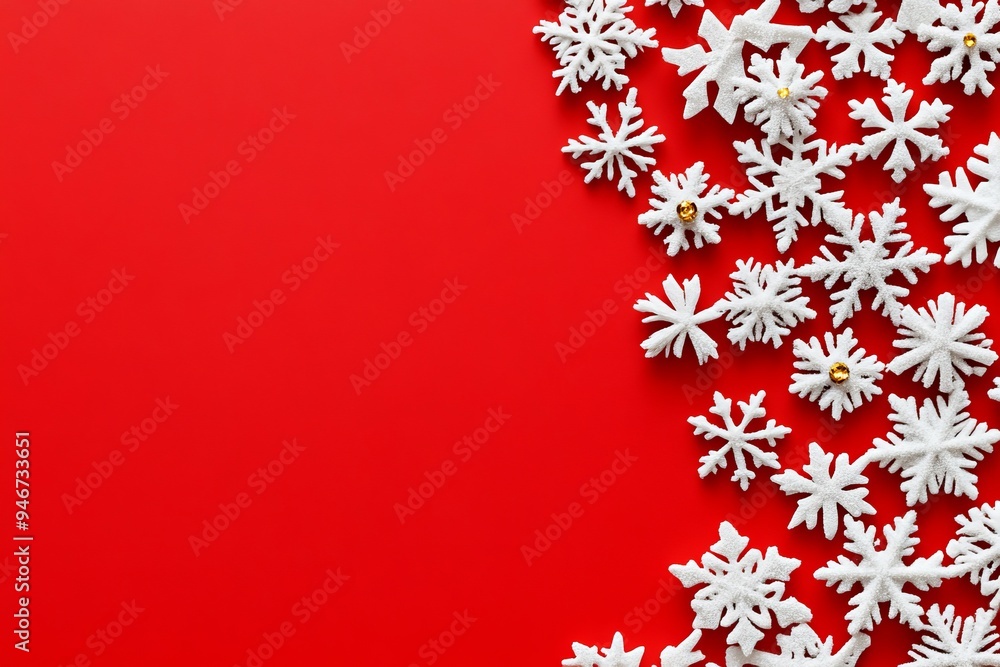 Christmas frame on red background. Xmas and New Year holiday, banner, postcard, invitation, celebration. Flat lay, top view. Christmas frame on red background. Xmas and New Year holiday, banner, postcard, invitation, celebration. Flat lay, top view.